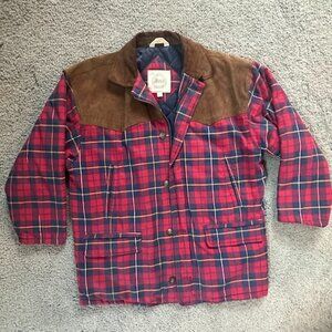 G.H. Bass & Co. Flannel and Suede Leather Quilt Lined Jacket - Size Medium -VGUC